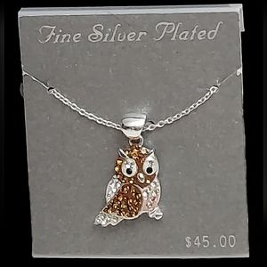 Crystal Tiny Owl Silver Plated Necklace